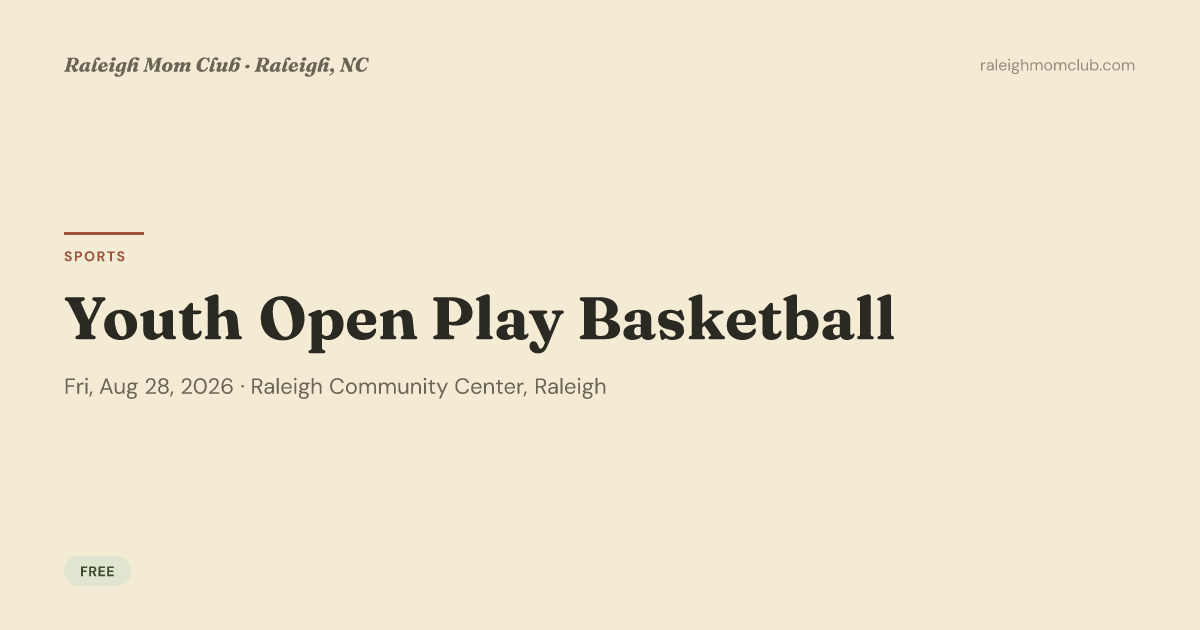 Youth Open Play Basketball — Sports & recreation in Raleigh Community Center · Raleigh, NC
