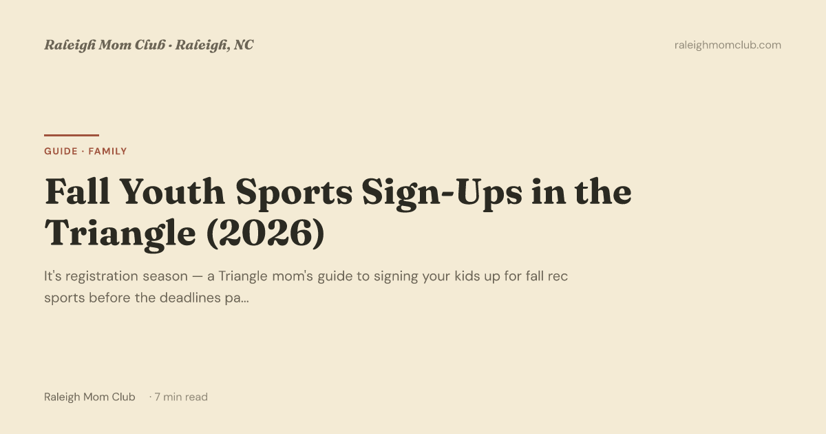 Fall Youth Sports Sign-Ups in the Triangle (2026)